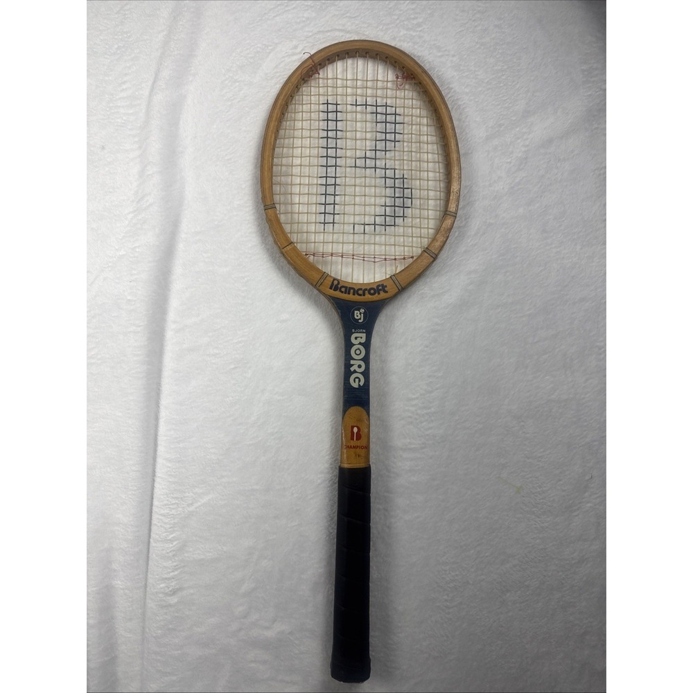 Vintage Wood Tennis Bancroft Bjorn Borg Hand Made Racket 4 5/8 Bamboo